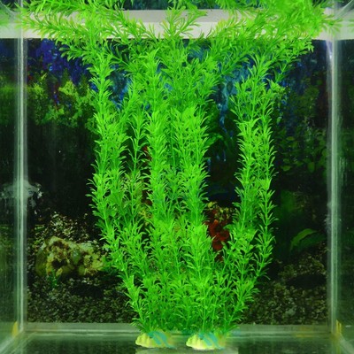 13" Green Artificial Plastic Plant Grass Fish Tank Aquarium...