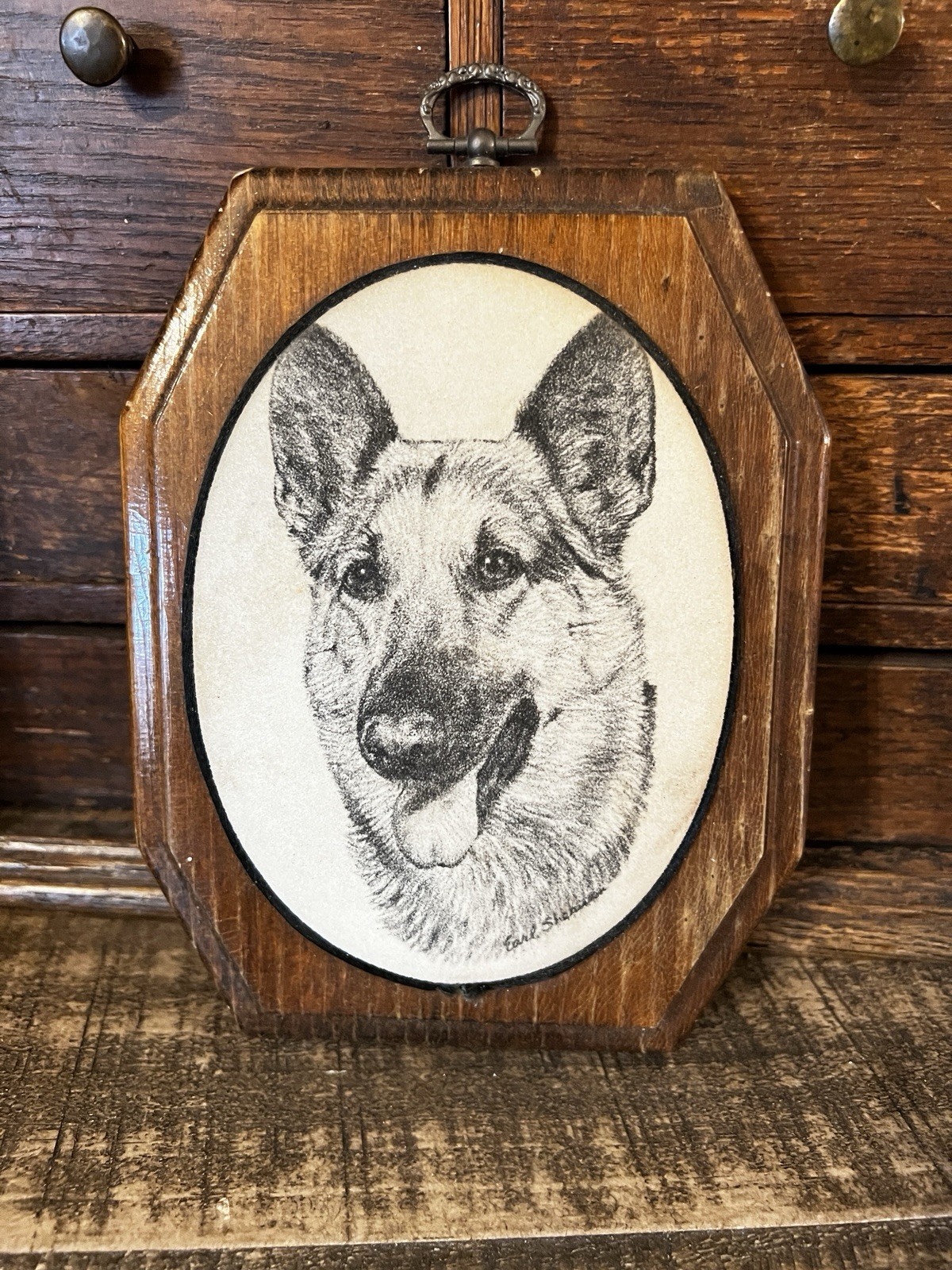 Vintage German Shepherd Portrait Plaque