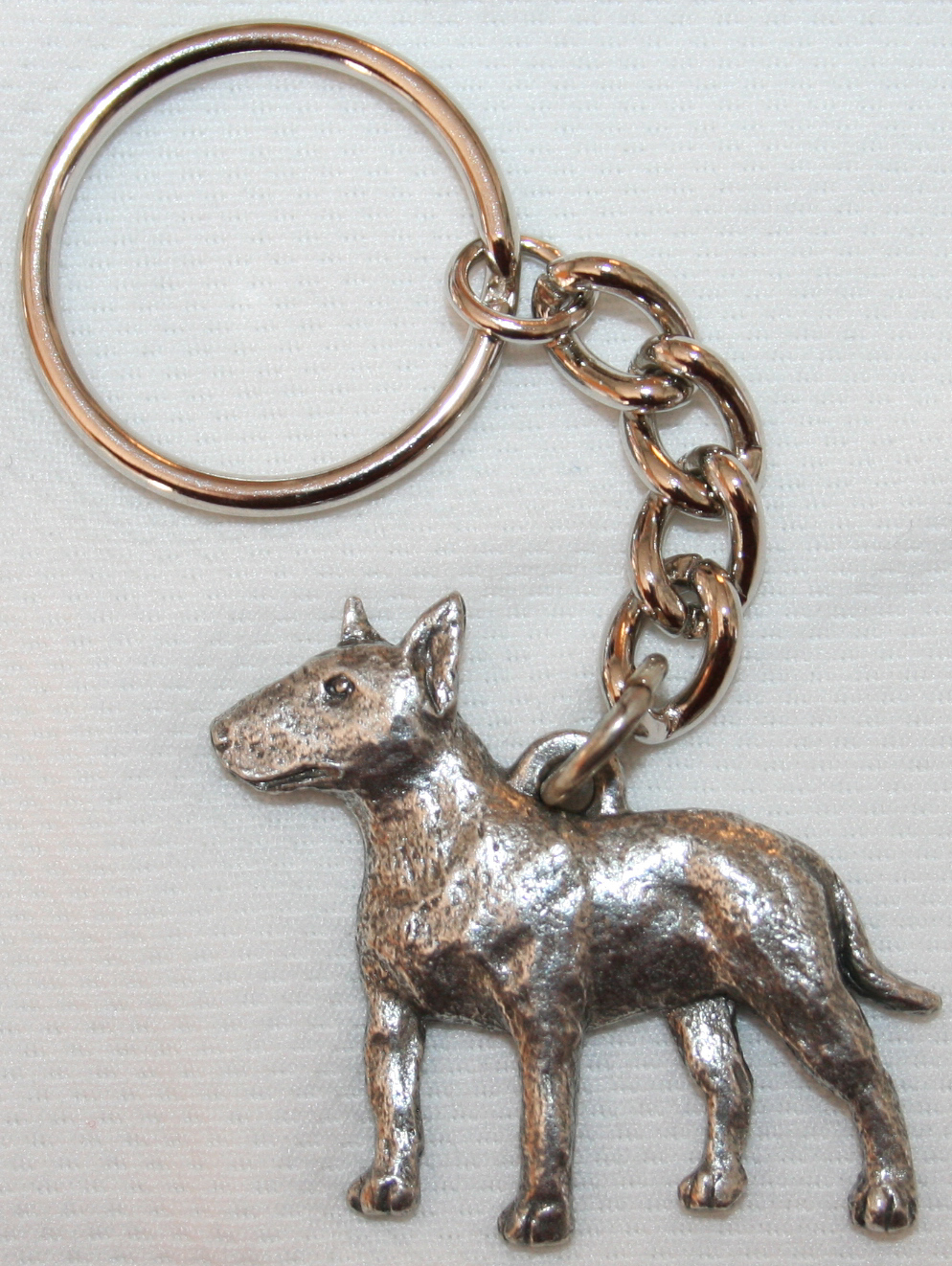 Pewter Bull Terrier Keychain