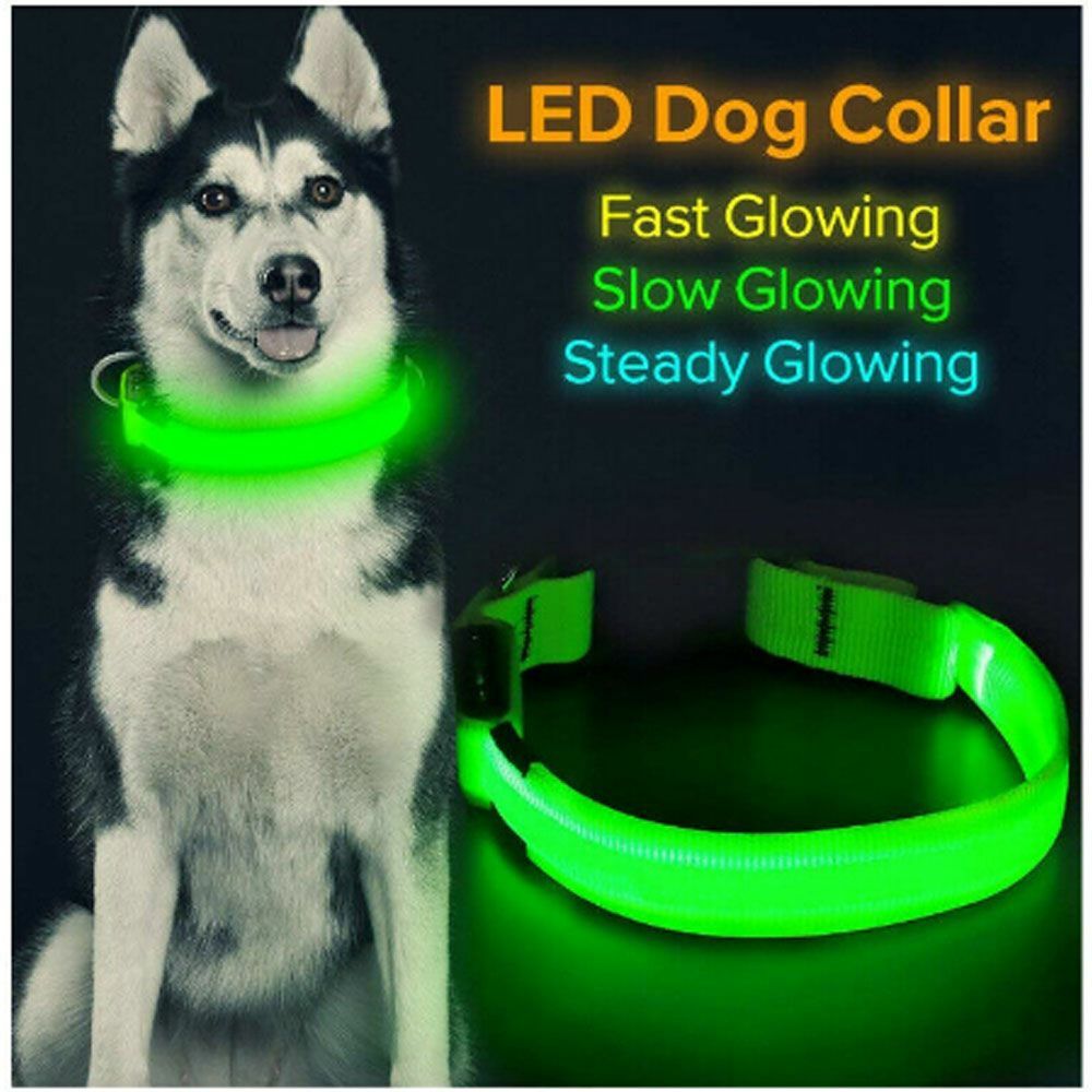 Adjustable Bright Flashing LED Dog Collar Night Safety Pet S...