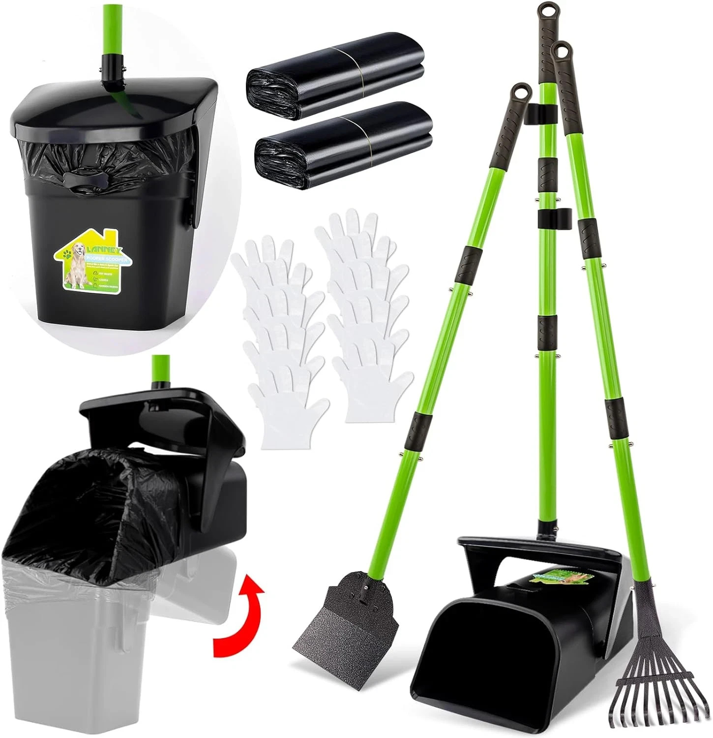 Adjustable Metal Handle Dog Pooper Scooper - 38 Inch Swivel...