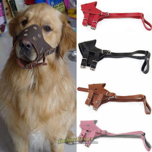 Adjustable Leather Large Dog Muzzle Traning No Bite Guardian...