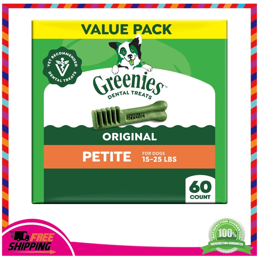Greenies Original Natural Dental Dog Treats Petite Size 60 C...