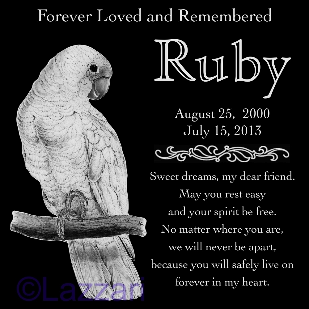 Goffin's Cockatoo Pet Bird Granite Memorial Marker Stone - P...