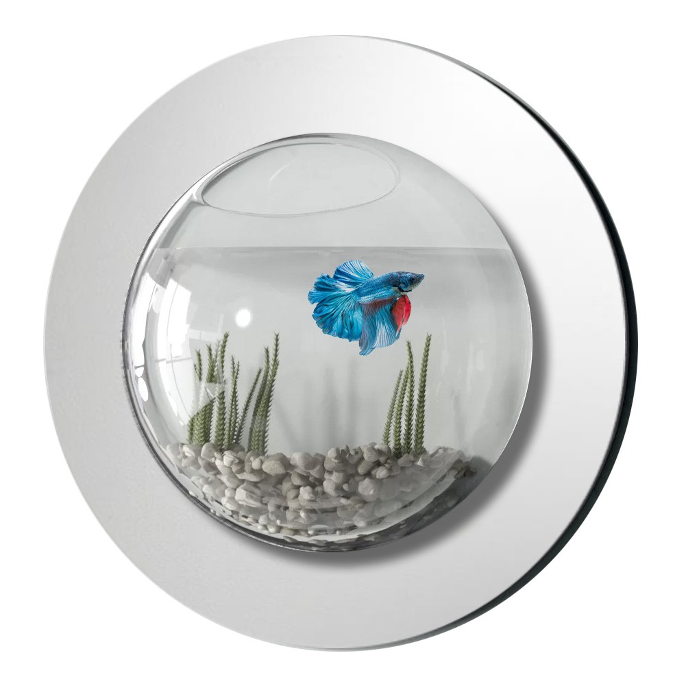 Mirrored Bubble Aquarium Fish Tank - Wall Mount - 30 Inch