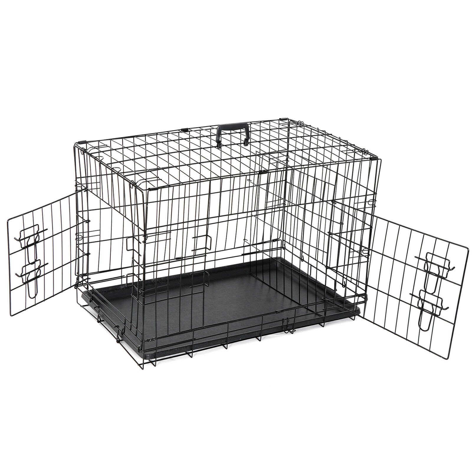 Black Dog Crate Kennel: 30" x 36" x 42" Foldable Metal Cage...