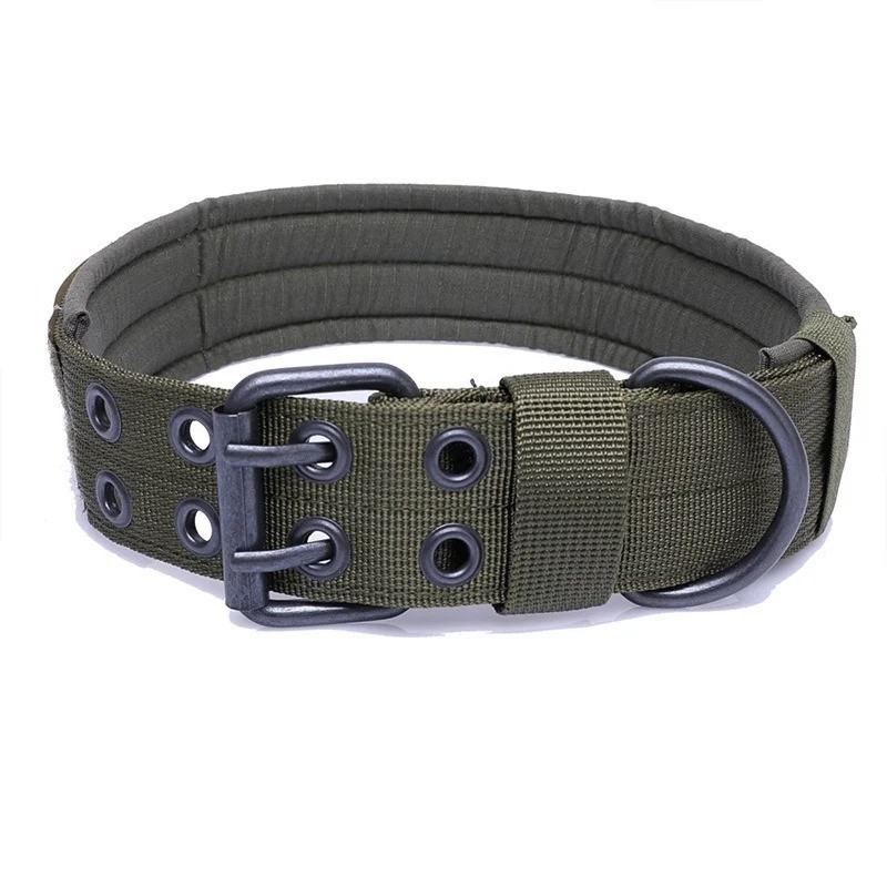 Wide Tactical Heavy Duty Dog Collar K9 Military Metal Buckle