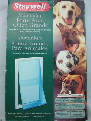 New Staywell Aluminum Pet Door Size Large New/Open Box