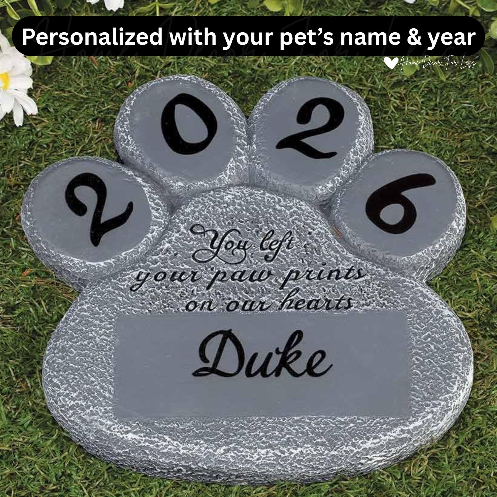 Personalized Paw Print Dog Cat Memorial Garden Stepping Ston...