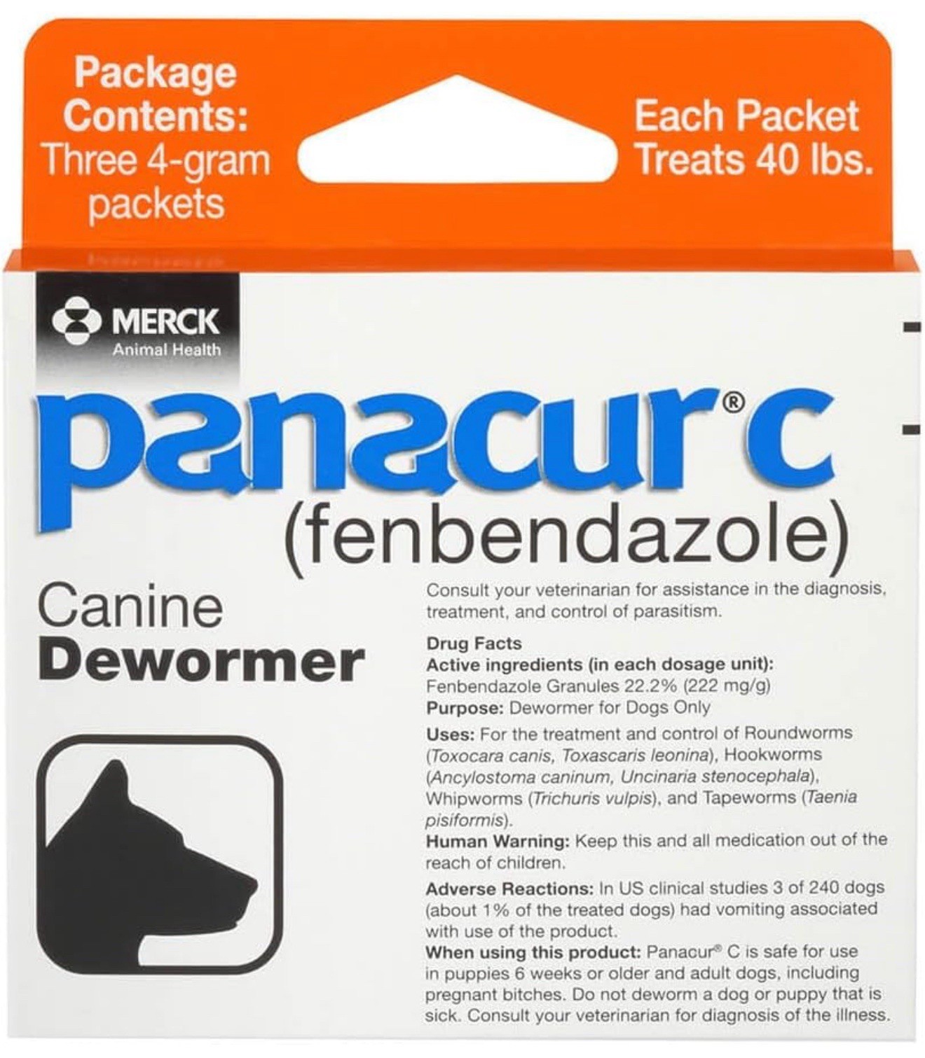Panacur C Canine Dewormer Treatment - 3 Packets Expires 2027