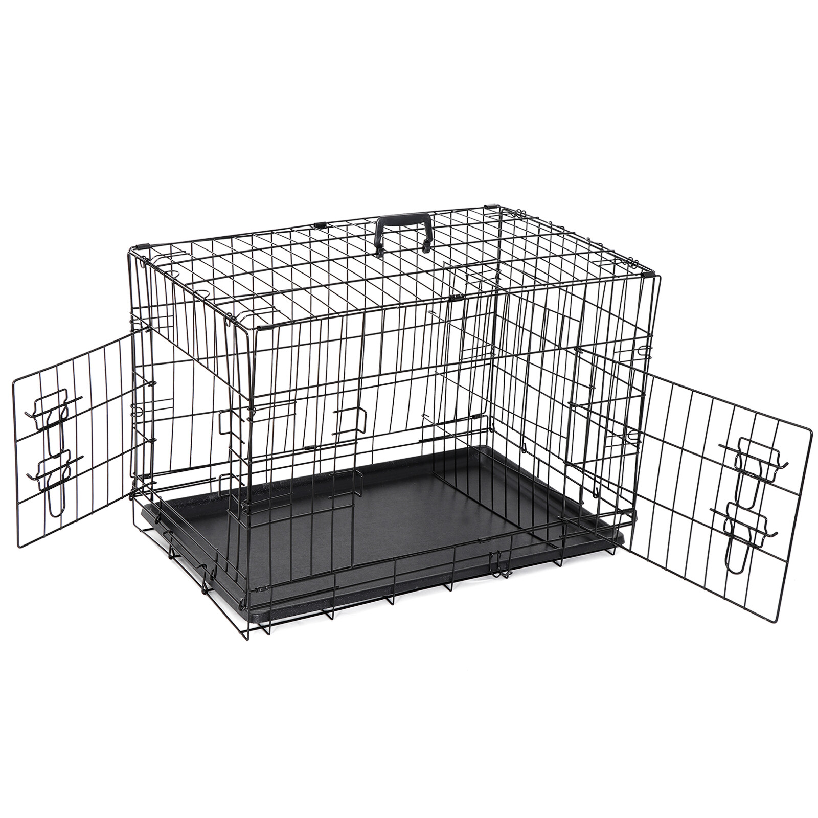 Pet Kennel Cat Dog Folding Steel Crate Playpen Tray