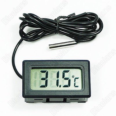 Lcd Black Digital Temperature Gauge Thermometer For Fish Ter...