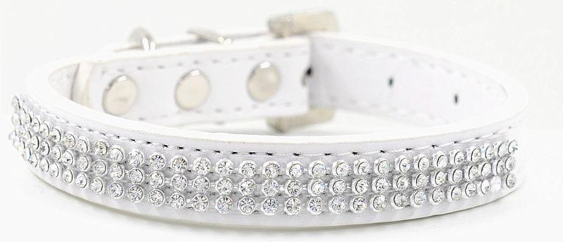 Crystal Rhinestone Dog Cat Puppy Leather Collar - Size S/M