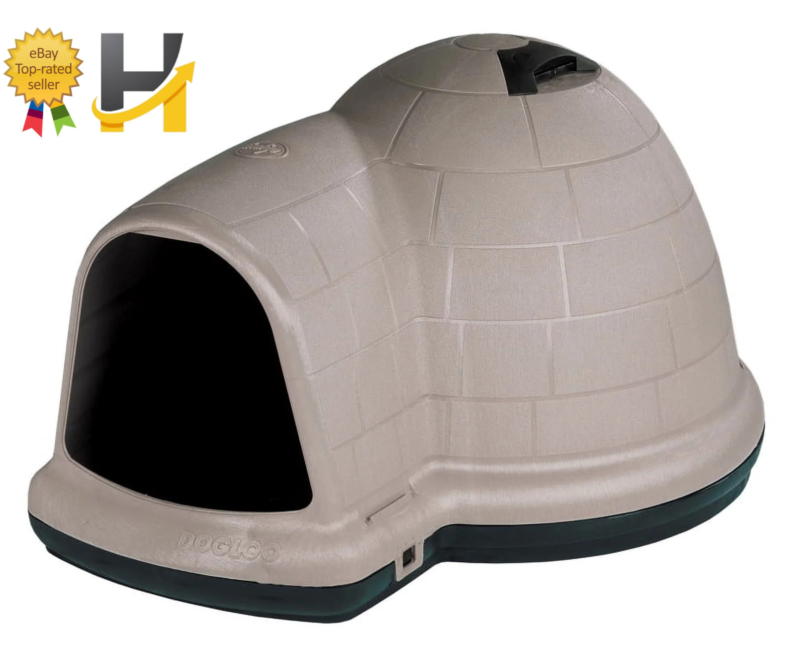 Indigo Dog House - All-Weather Outdoor Igloo - Taupe & Black