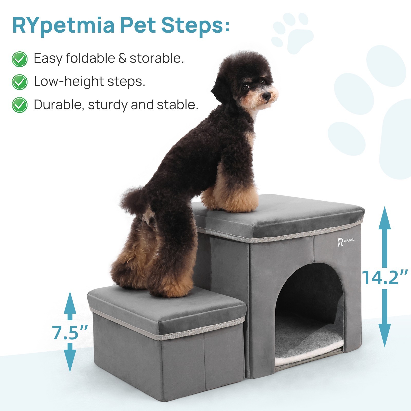 Foldable Pet Stairs for High Bed or Sofa - Dog Ramp