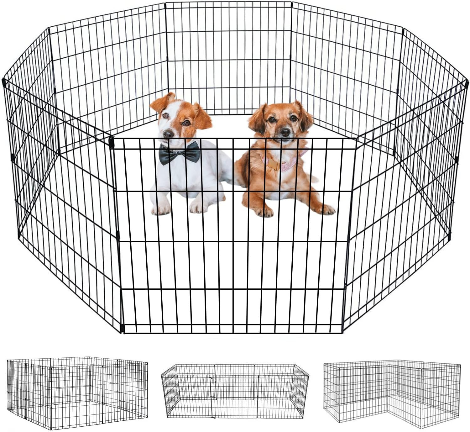 Tall Dog Playpen Crate (8-Panel Black)