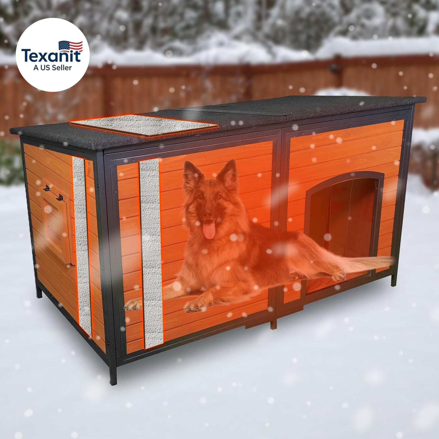 Heavy Duty XXL Outdoor Dog Kennel with Insulated 6-Side Desi...