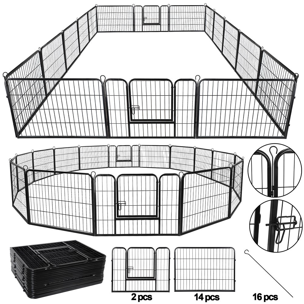 Heavy Duty Metal Cage Crate for Pets (16 Panels) - 30" x 24"...