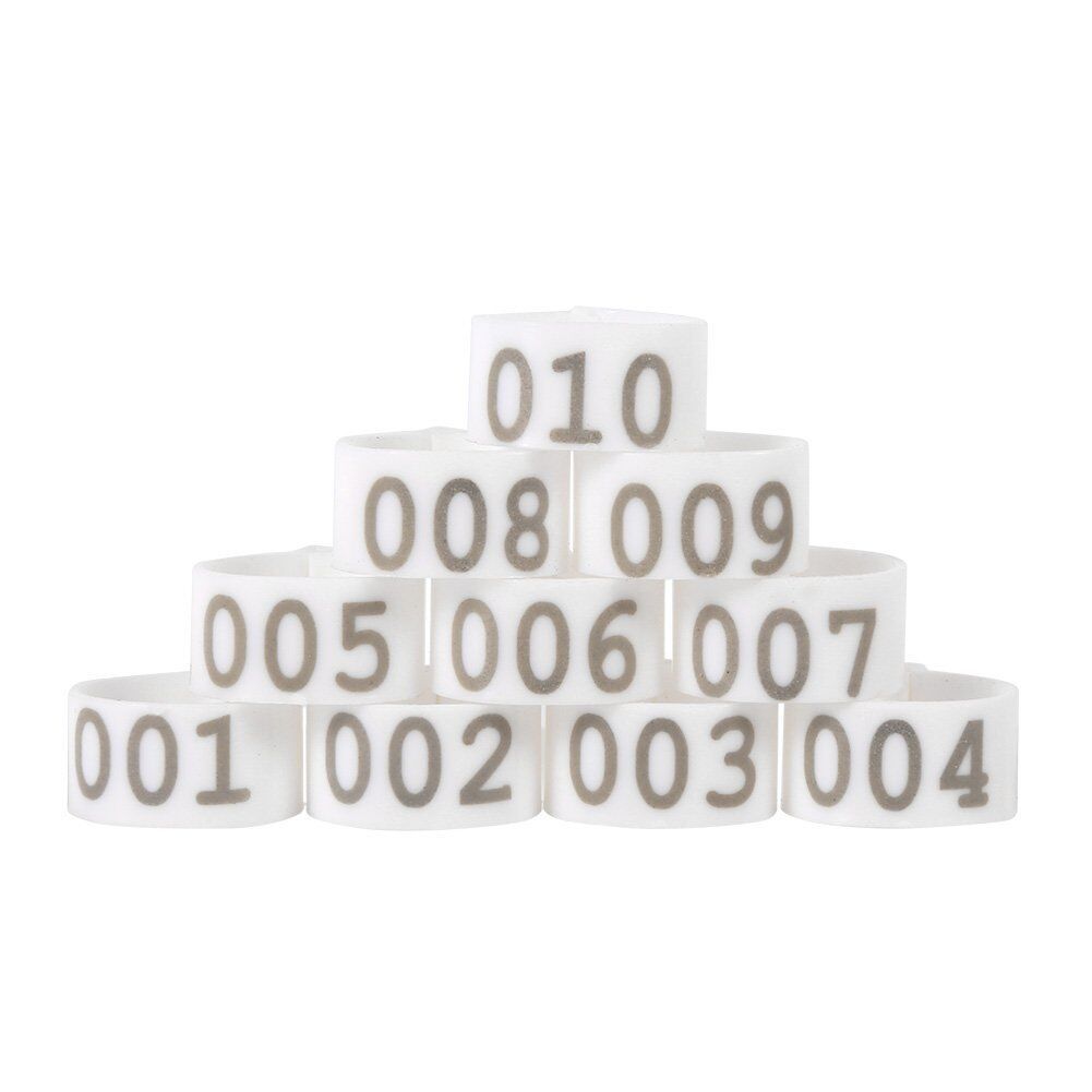 Poultry Bird Rings - 8mm, 100 Pieces Numbered Clip Set