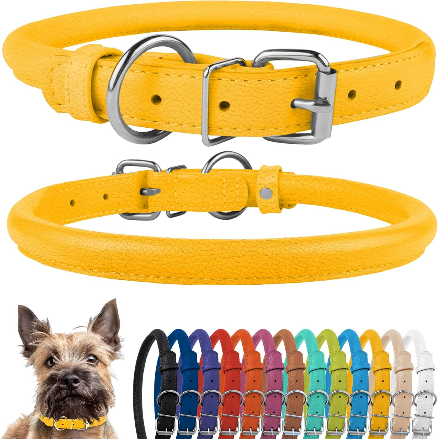 Soft Padded Puppy Dog Collar - Handmade Leather Collar