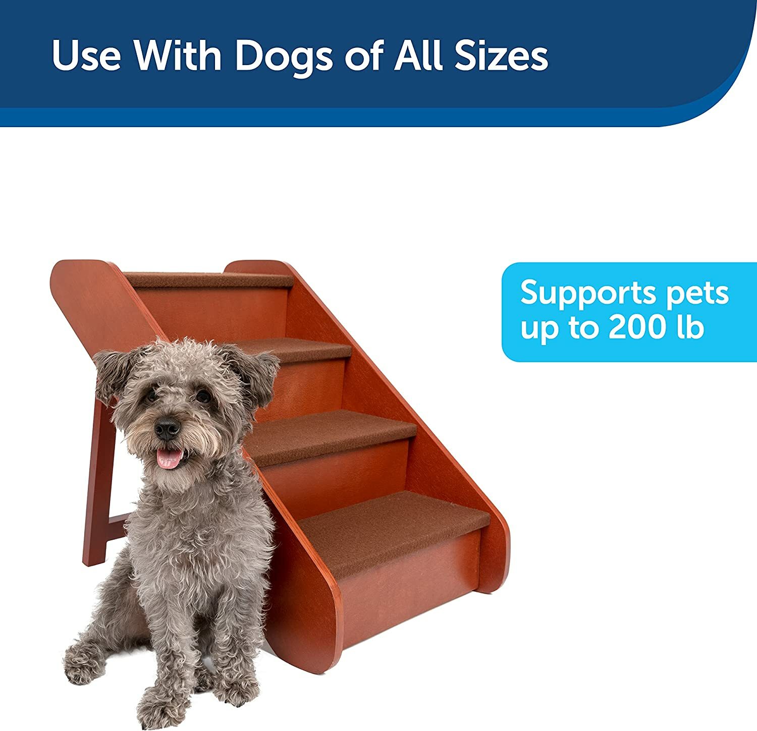 PetSafe PupSTEP Stairs - Large Wooden Steps for Dogs (200 lb...