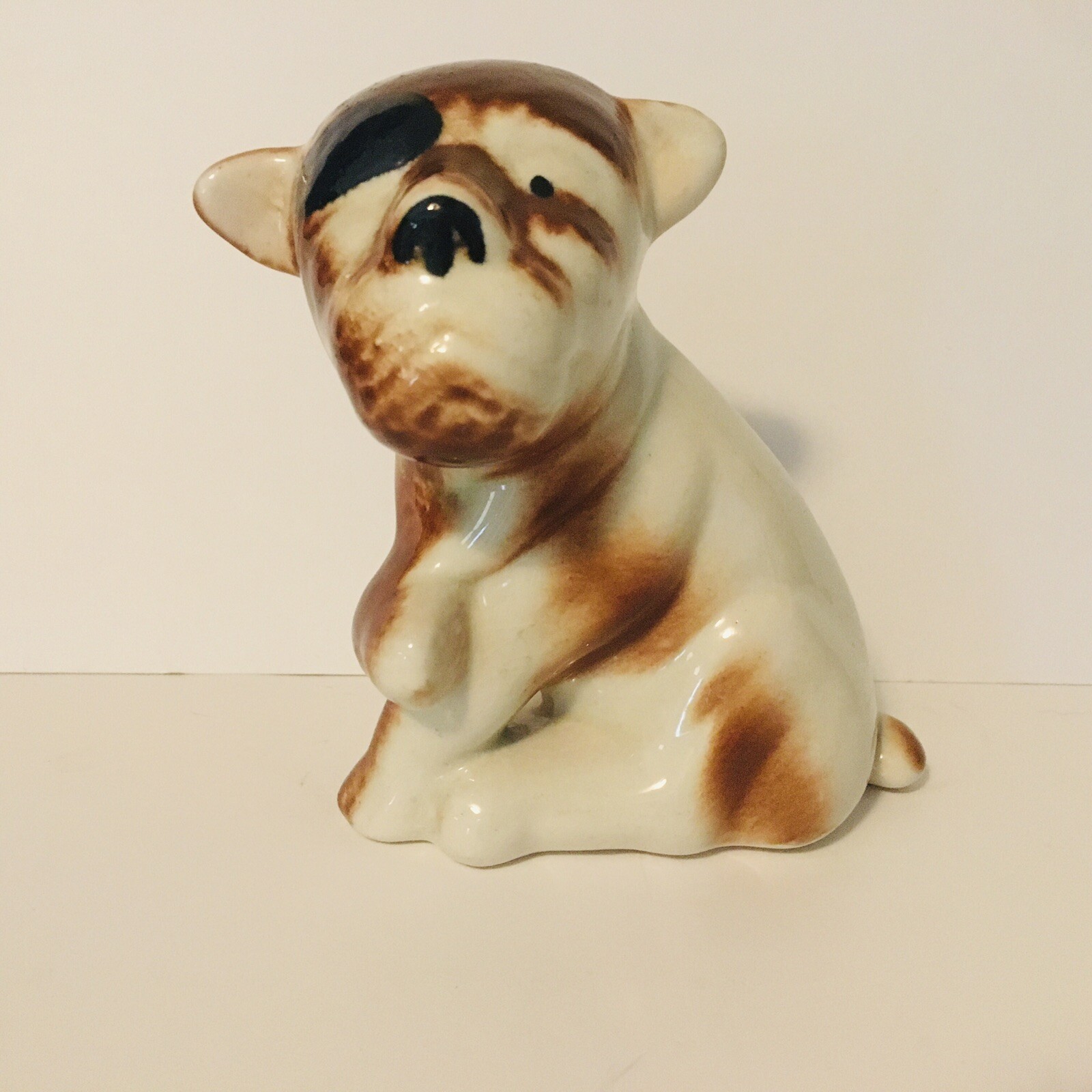 Vintage 1940s Le Pere Bull Dog Figurine with Eye Patch