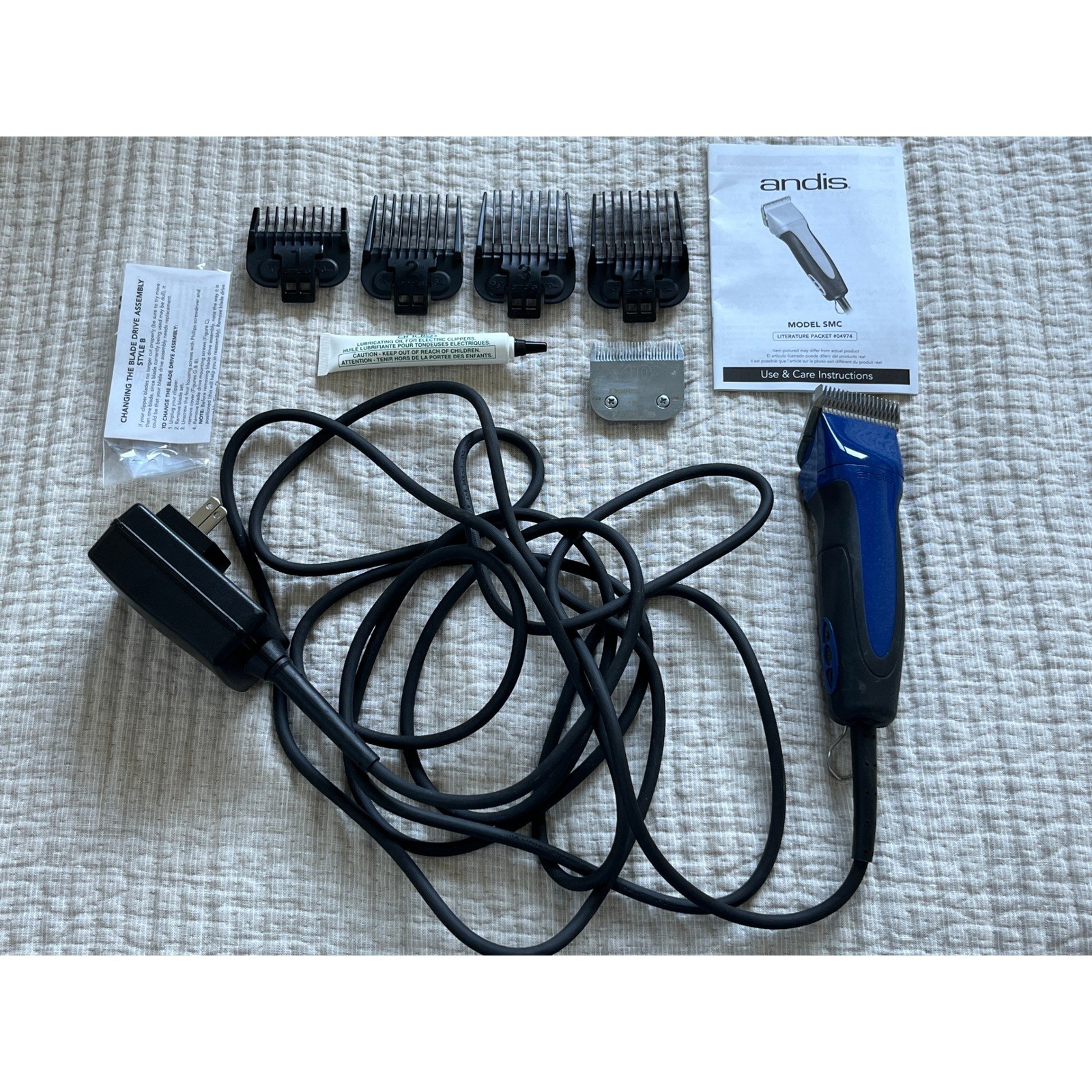 Andis Excel 5-Speed SMC Professional Pet Clippers Blue Spark...