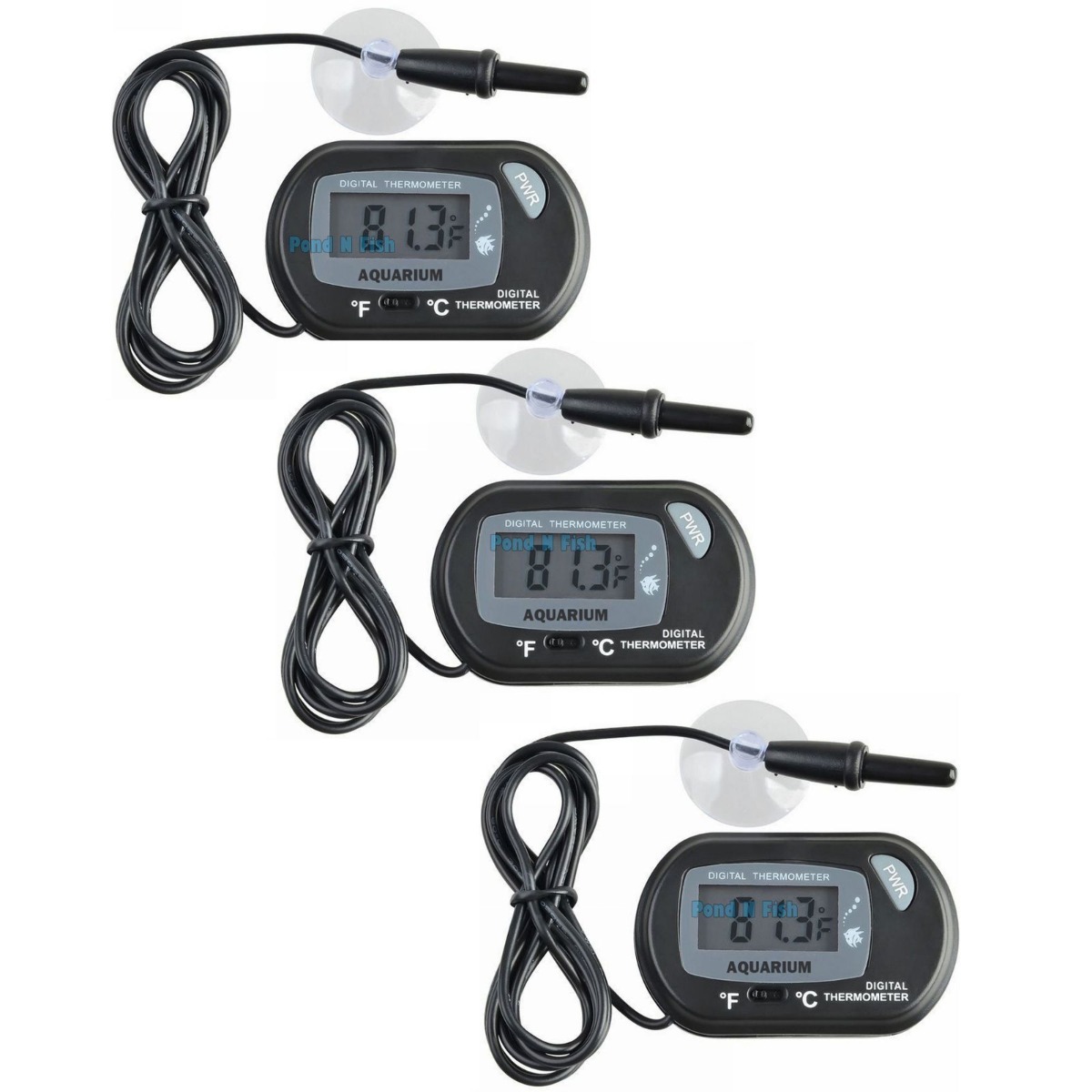 3X Aquarium Fish Lcd Digital Thermometer Water Terrarium Bla...