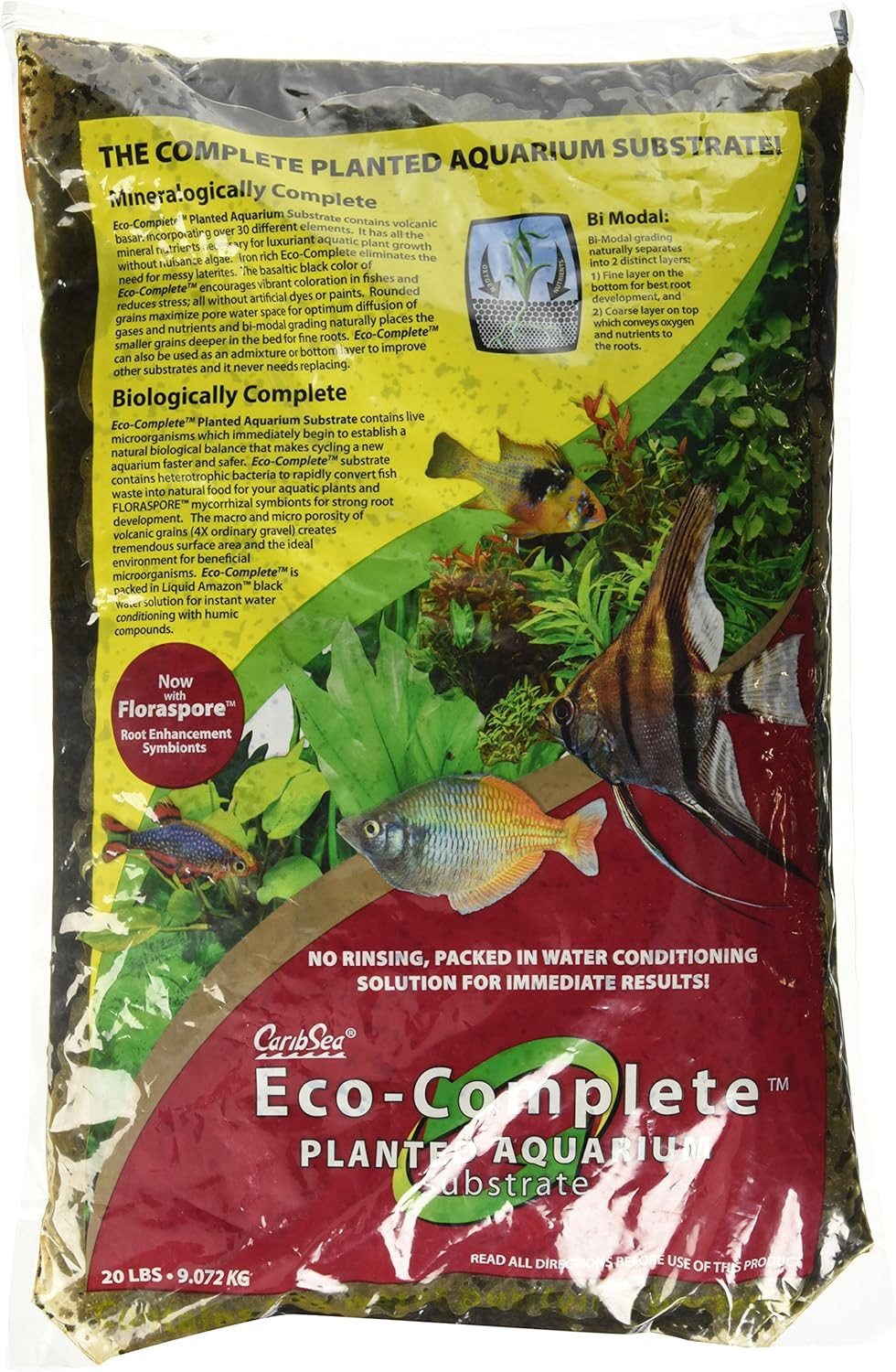 Caribsea Eco-Complete Black Aquarium Substrate - 20 lbs