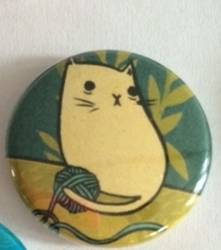 Cat Button Pin for Yarn Knitting Kitten Rescue