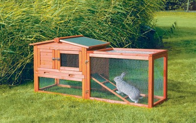 Hutch 2-Story W/Attached Run Wood Outdoor/Indoor Pets Guinea...