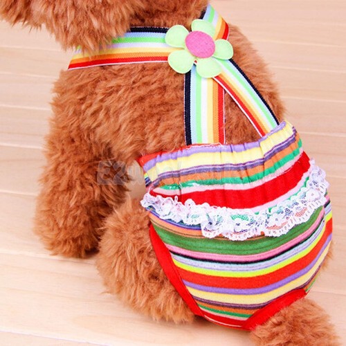 Female Pet Dog Suspender Braces Sanitary Panty Striped Diape...