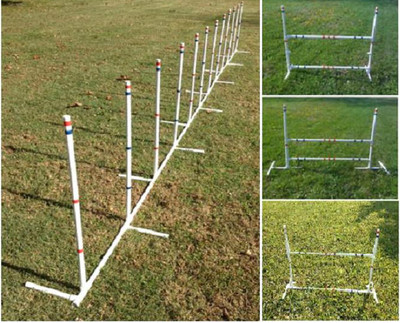 Dog Agility Equipment 4-In-1 Weave Poles And 3 Versitile Jum...