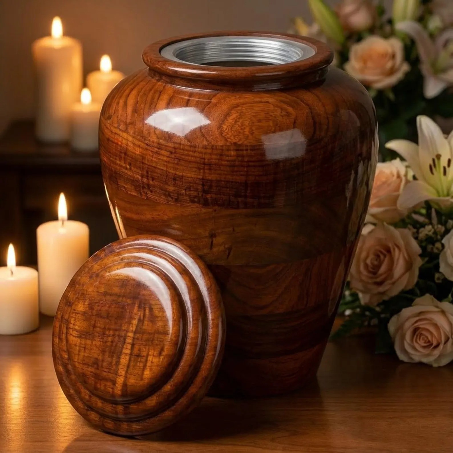 Handcrafted Rosewood Funeral Urn | Adult Memorial Urn