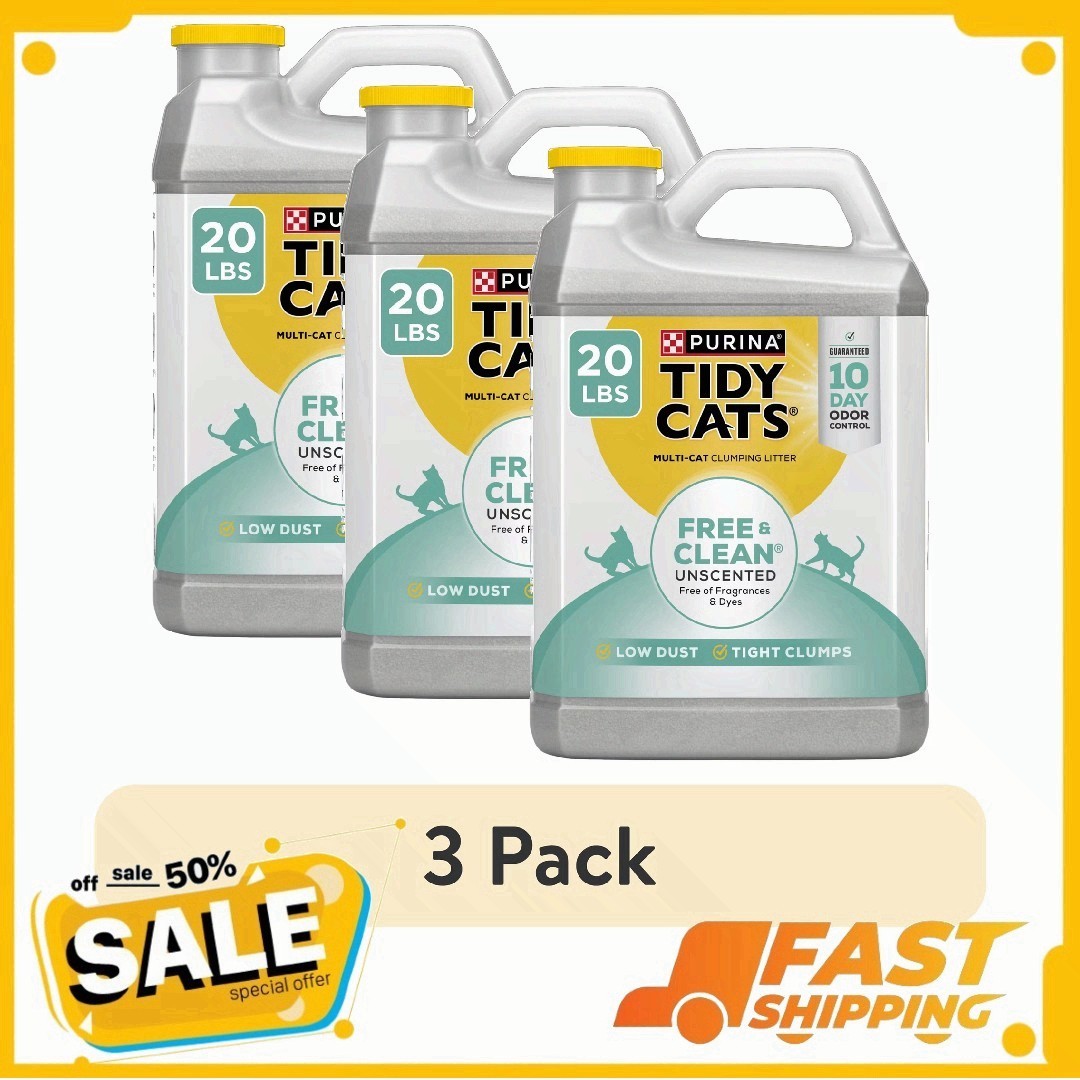 Purina Tidy Cats Free & Clean Cat Litter (3 Pack) - 20 lbs