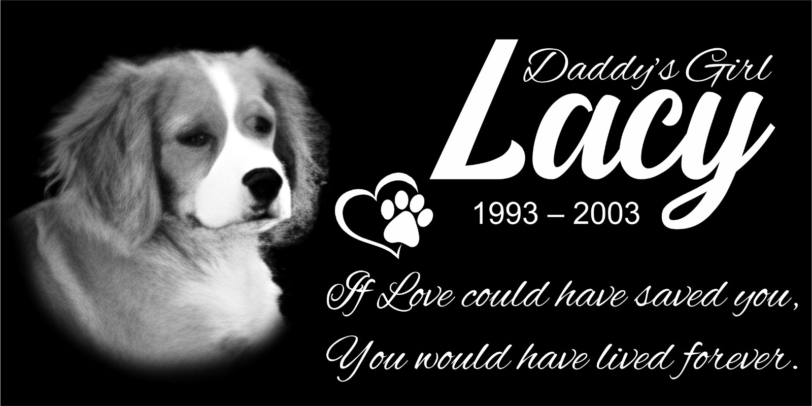 Custom Granite Pet Memorial Marker - Human Headstone for Dog...