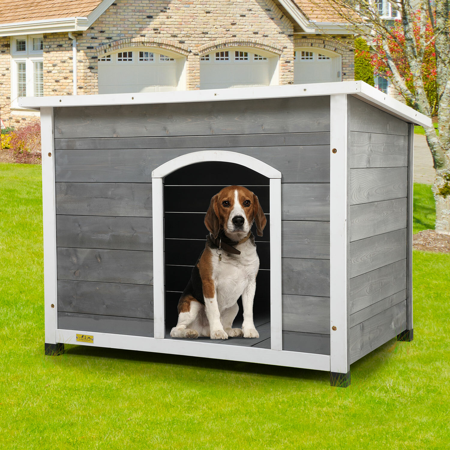 Wood Dog Houses Pet Shelter Cage Weatherproof Outside Medium...