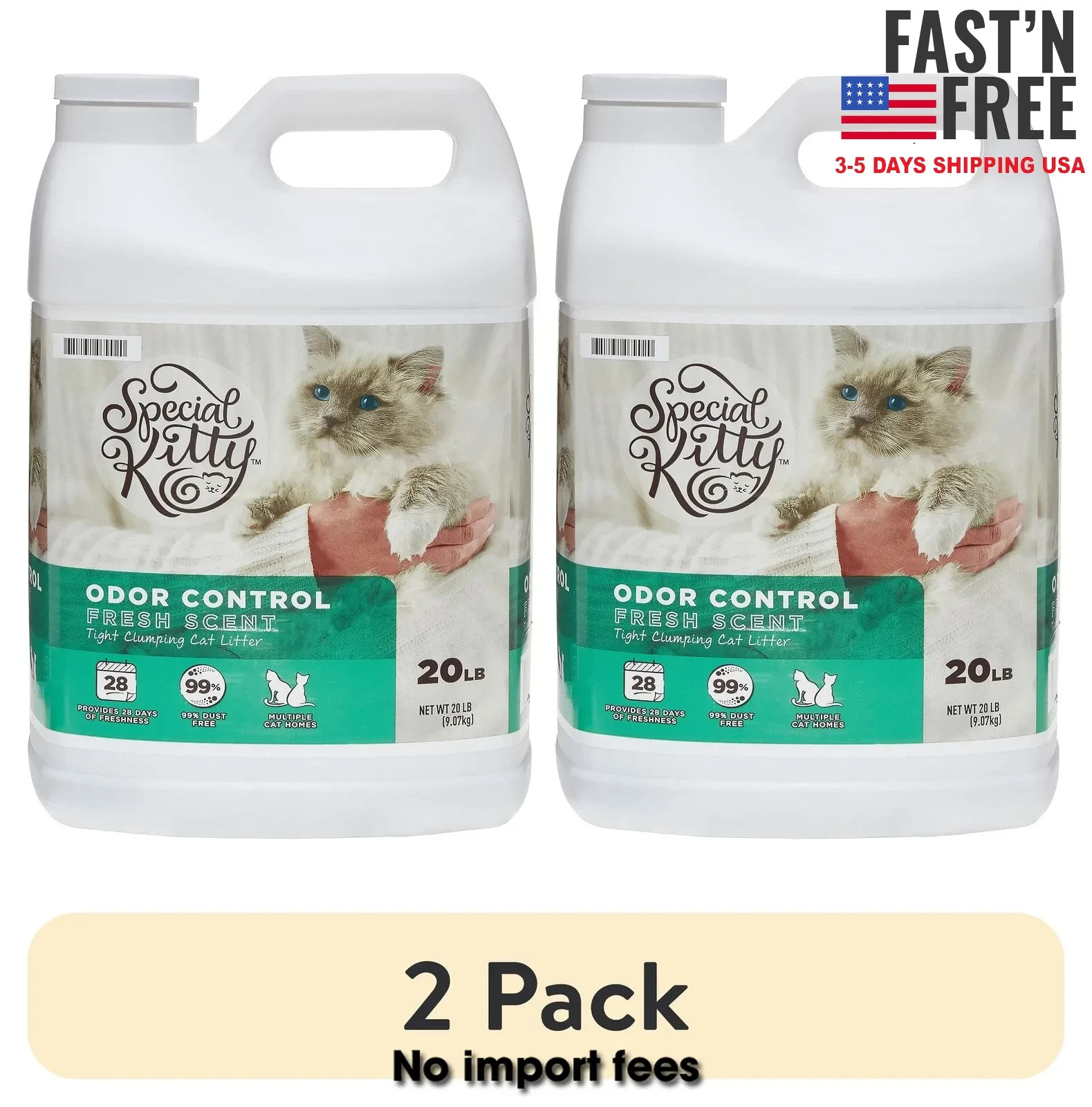 Cat Litter 2 Pack - Tight Clumping, Scoopable, Fresh Scent,...