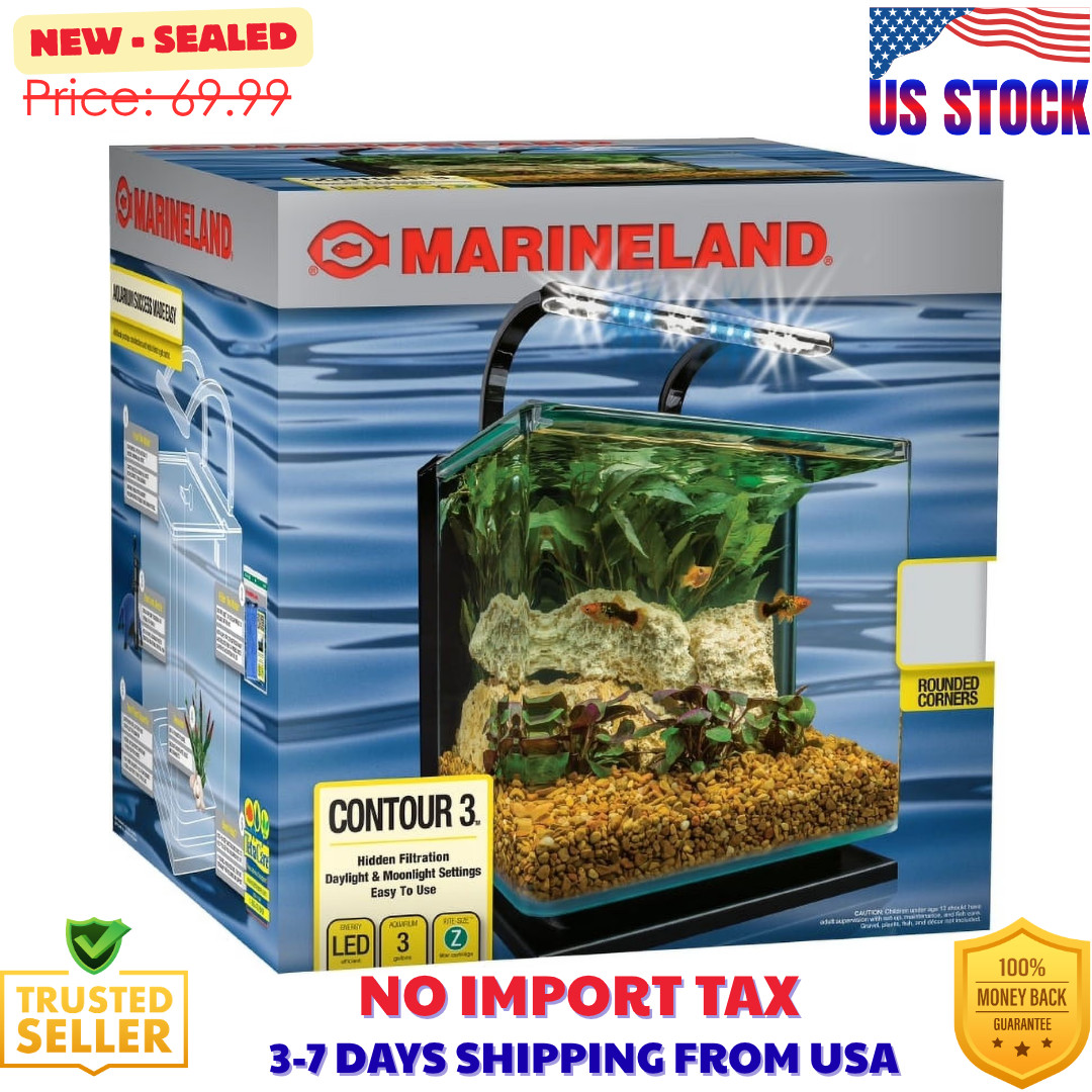 Marineland Glass Fish Tank Kit - 3 Gallon Setup with Filter...