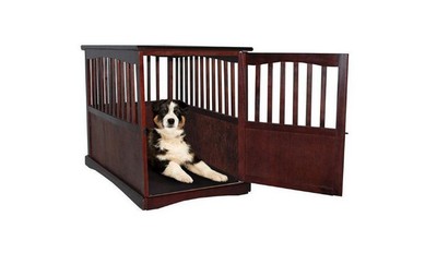 Dog Kennel Wood Pet Cage Cat Crate Puppy Bed Wooden End Tabl...