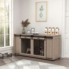 Dog Crate Furniture With Removable Divider, Storage, Walnut,...