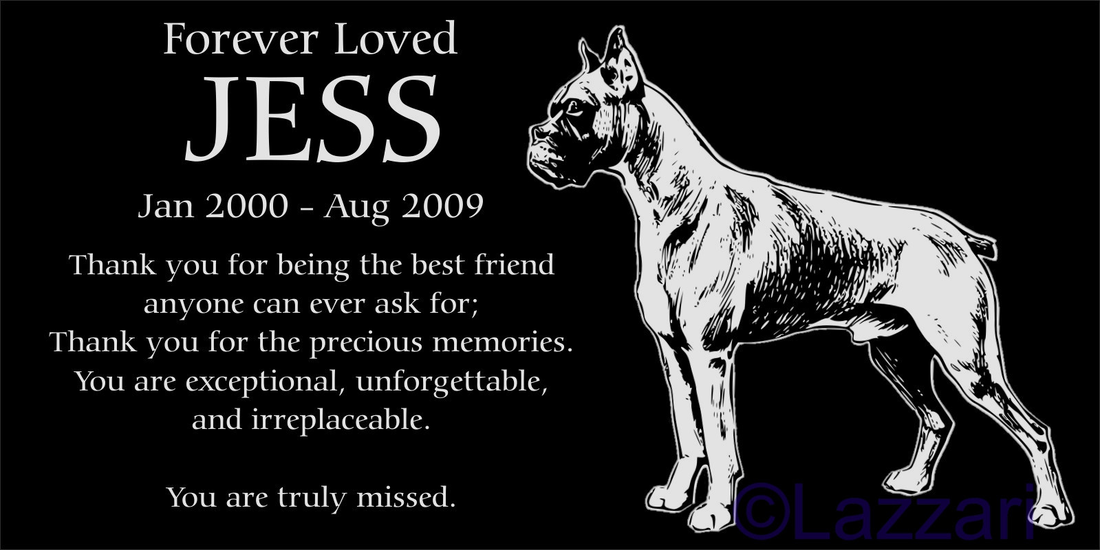 Personalized Boxer Dog Memorial Custom Engraved Granite Grav...