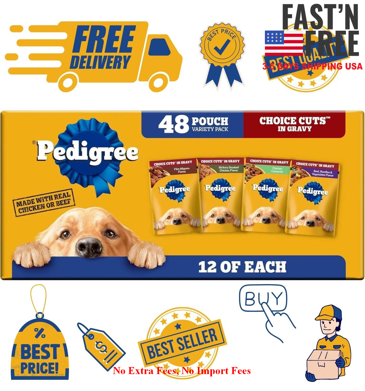 Pedigree Choice Cuts Wet Dog Food Variety Pack - 48 Count, 3...