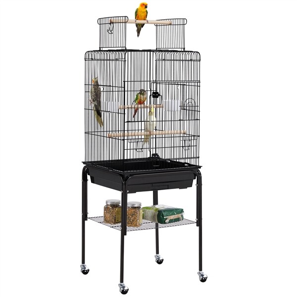 Play Parakeet Cage - 53.5" Open Top Detachable Rolling Stand