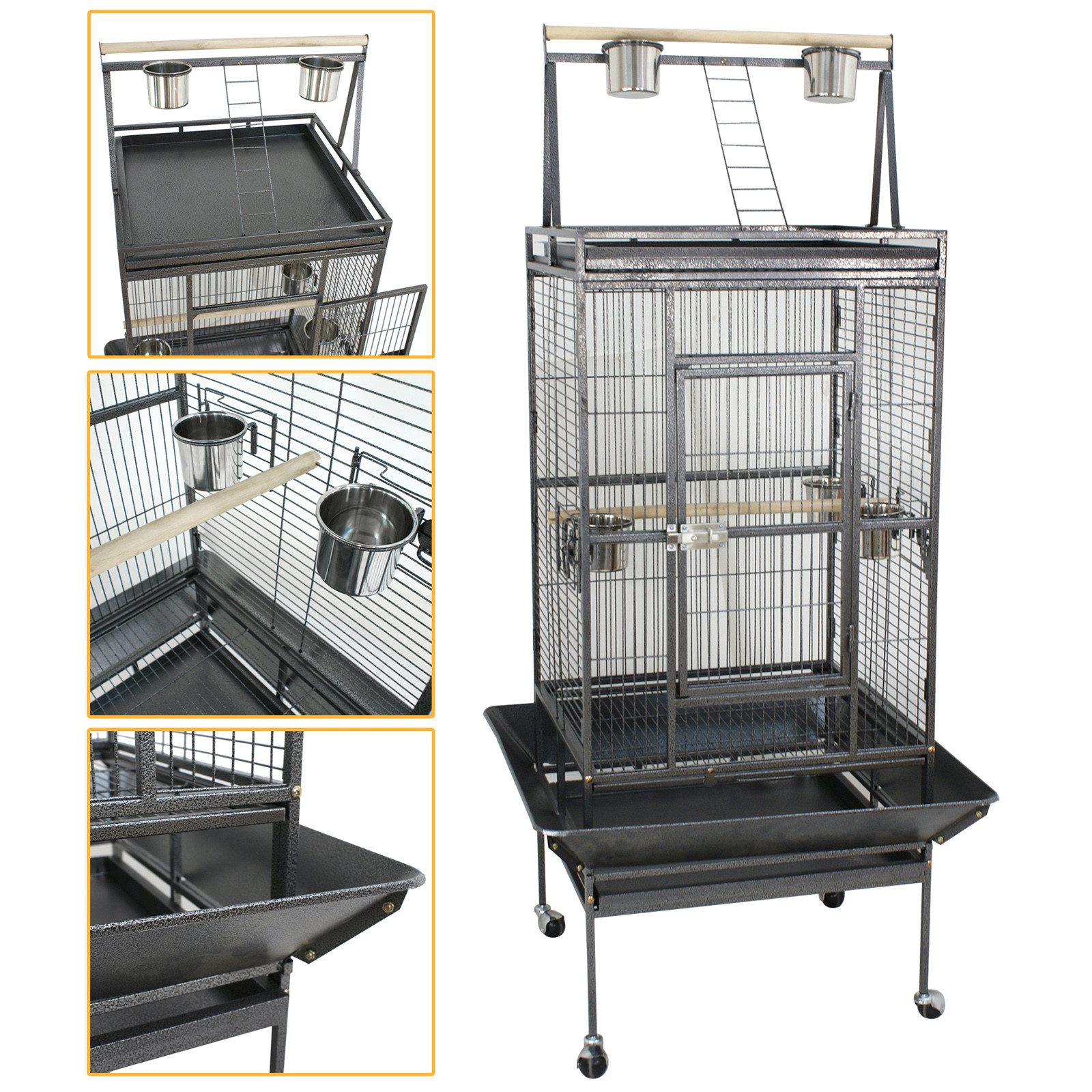 Large Bird Parrot Cage: 68" Open PlayTop Macaw Conure Finch...
