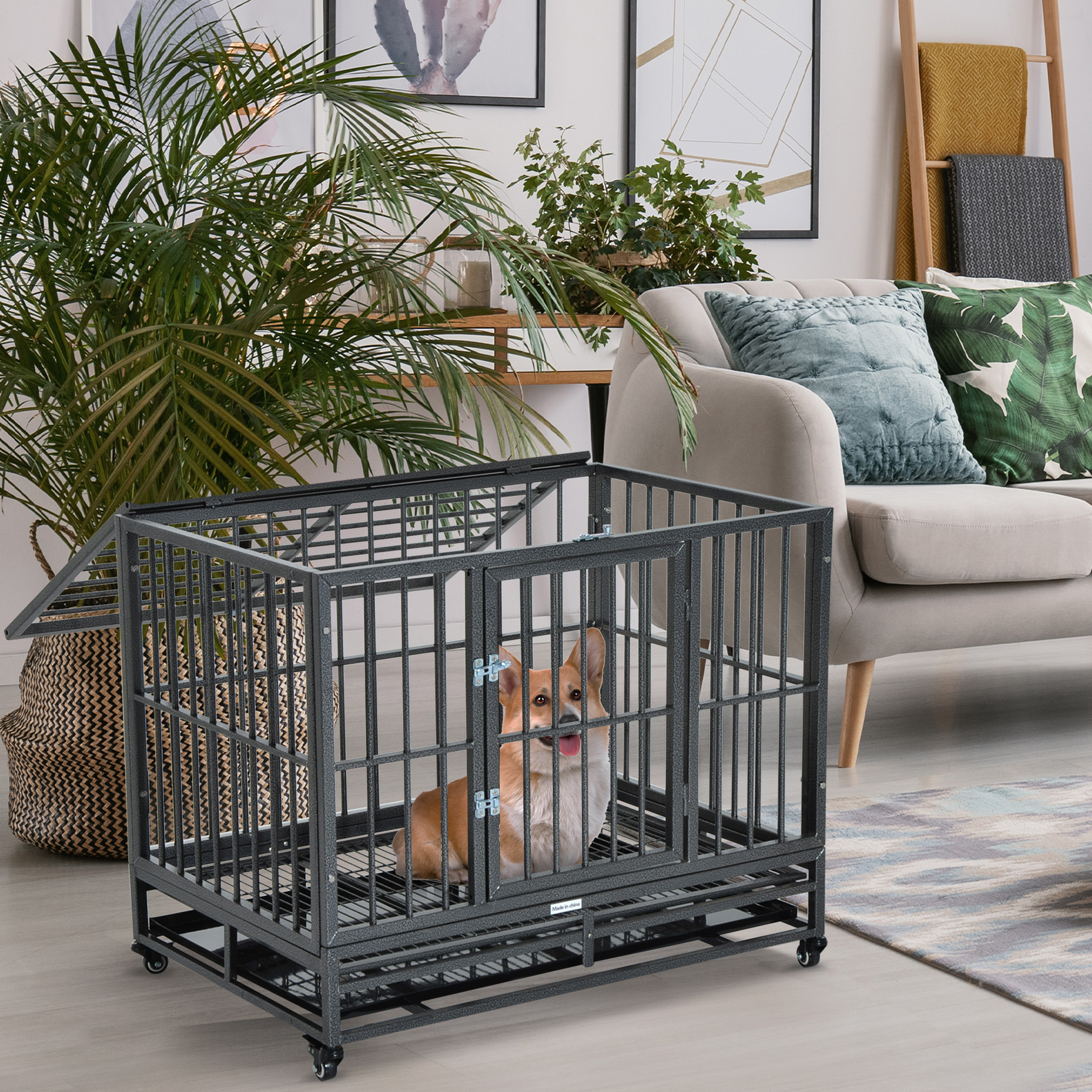 Heavy Duty Dog Crate Kennel Cage Playpen (36" x 42" x 48") M...