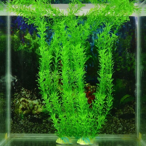 13" Green Artificial Plastic Grass Plant Fish Tank Aquarium...