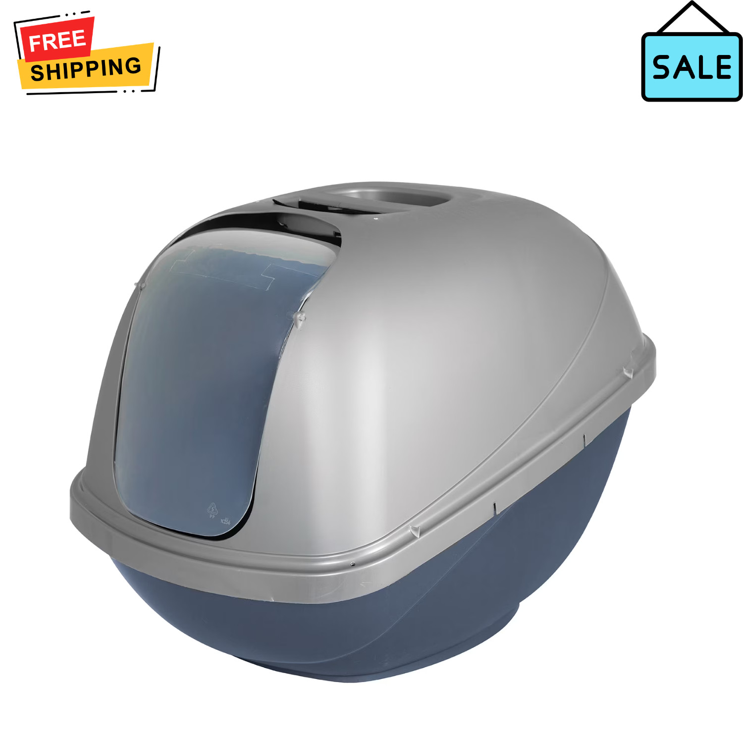 Petmate Large Hooded Blue Silver Cat Litter Pan