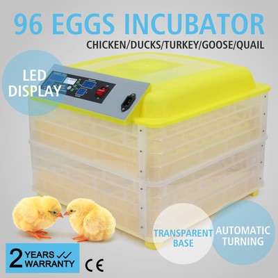 96 Digital Clear Egg Incubator Hatcher Auto Egg Turning Temp...