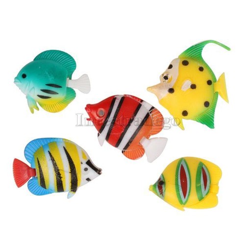 5Pcs Aquarium Tank Plastic Artificial Swimming Fake Fish Orn...